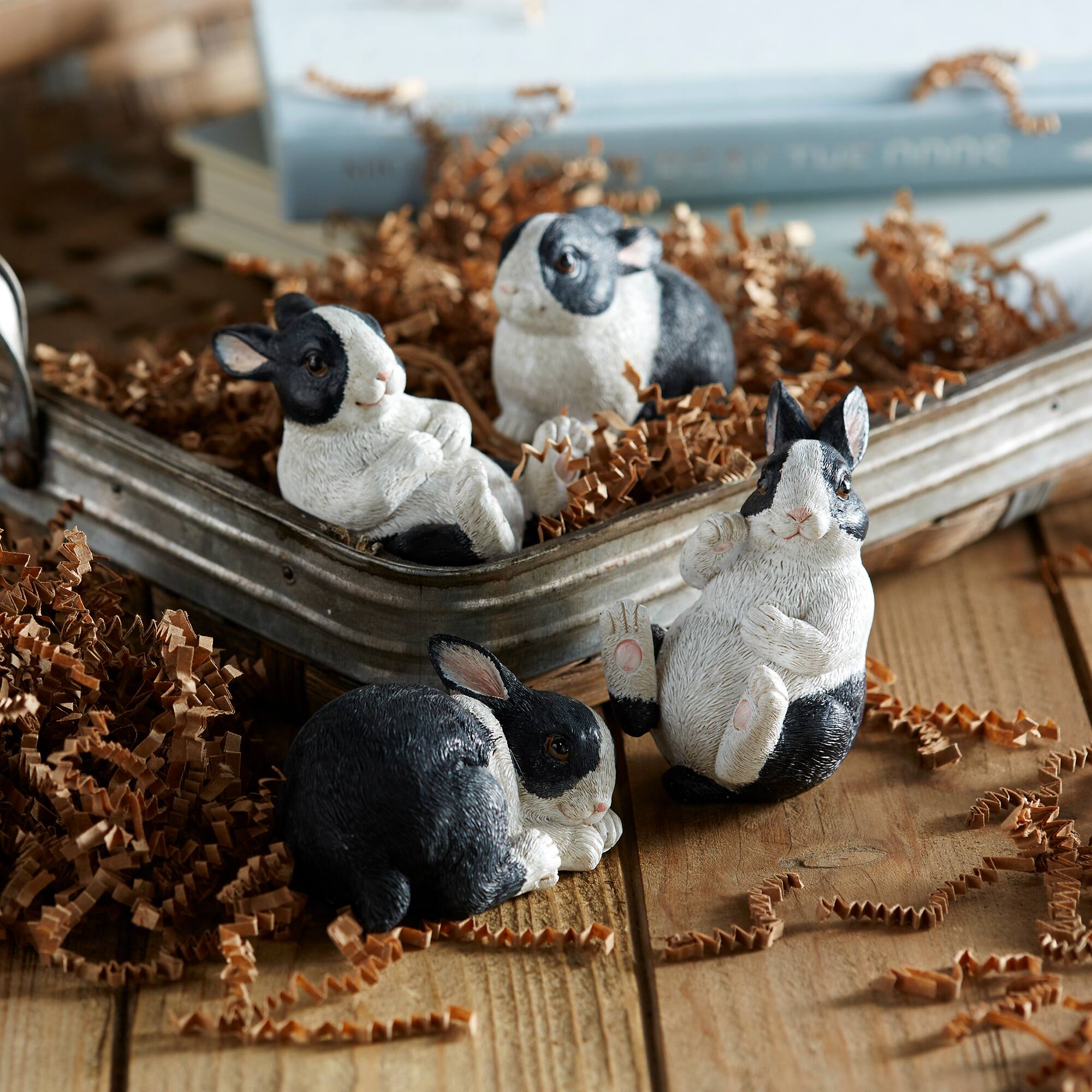 Black & White Playful Rabbit Figurine, 16ct.
